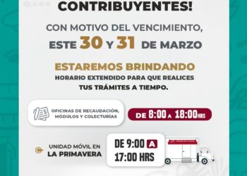 “EXTIENDE SATES HORARIOS DE ATENCIÓN EN SUS OFICINAS POR VENCIMIENTO 2026”