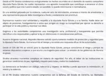 Posicionamiento del Comite Directivo Estatal del PRI