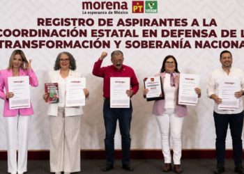 Se registran candidato de Morena, PT y Verde Ecologista como aspirantes a la Coordinación Estatal en Defensa de la Transformación y Soberanía Nacional