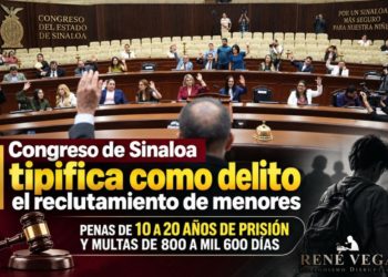 Congreso de Sinaloa tipifica como delito el reclutamiento de menores